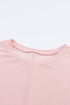 Ribbed Roll-tab Sleeve Chest Pocket Oversize Top